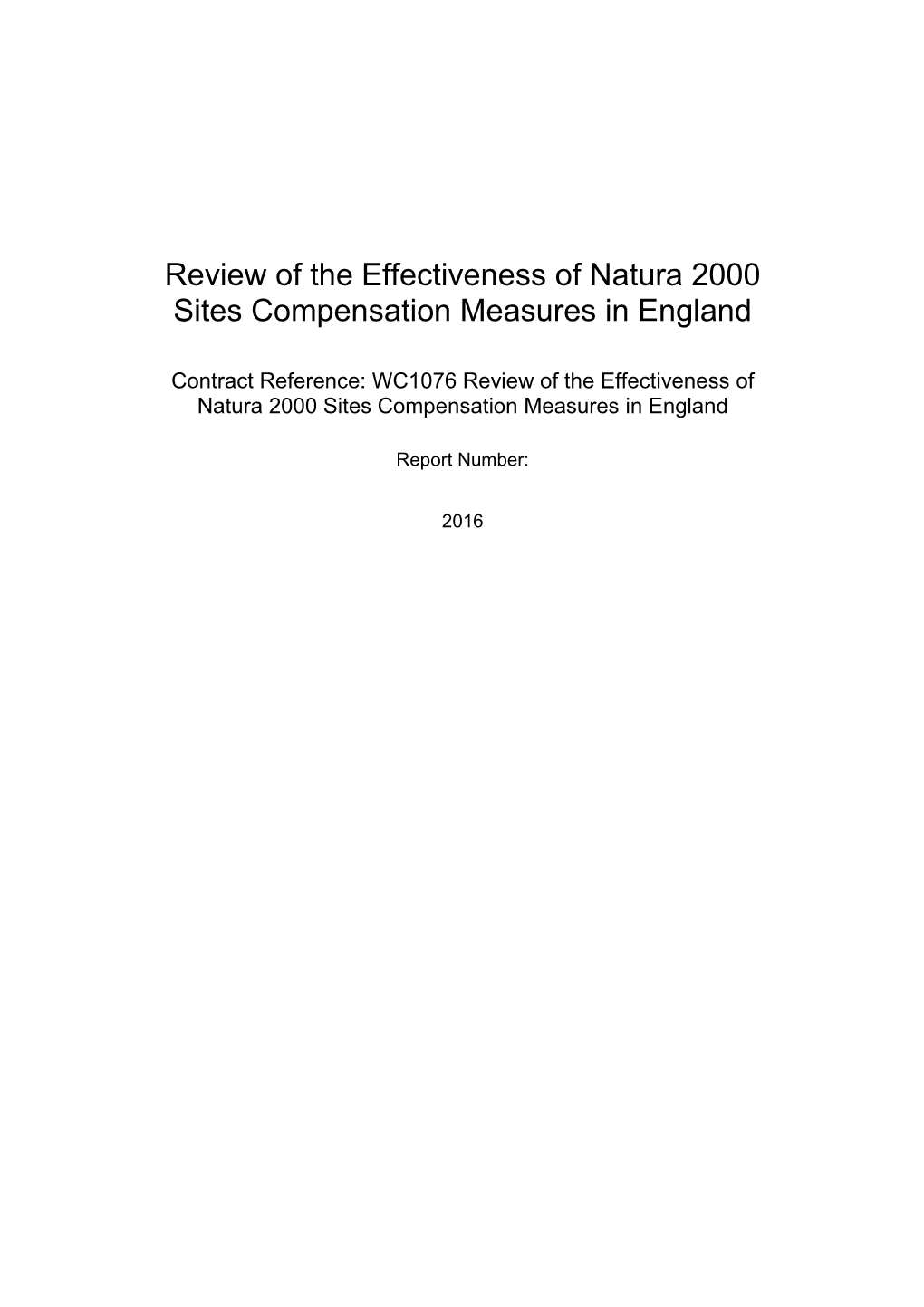 Review of the Effectiveness of Natura 2000 Sites Compensation Measures in England