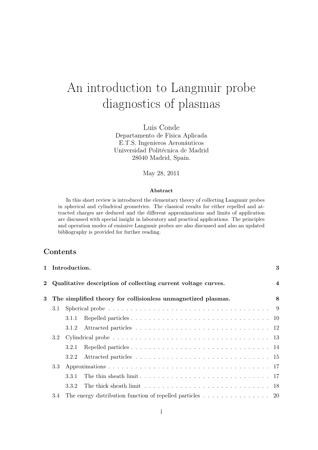 An Introduction to Langmuir Probe Diagnostics of Plasmas