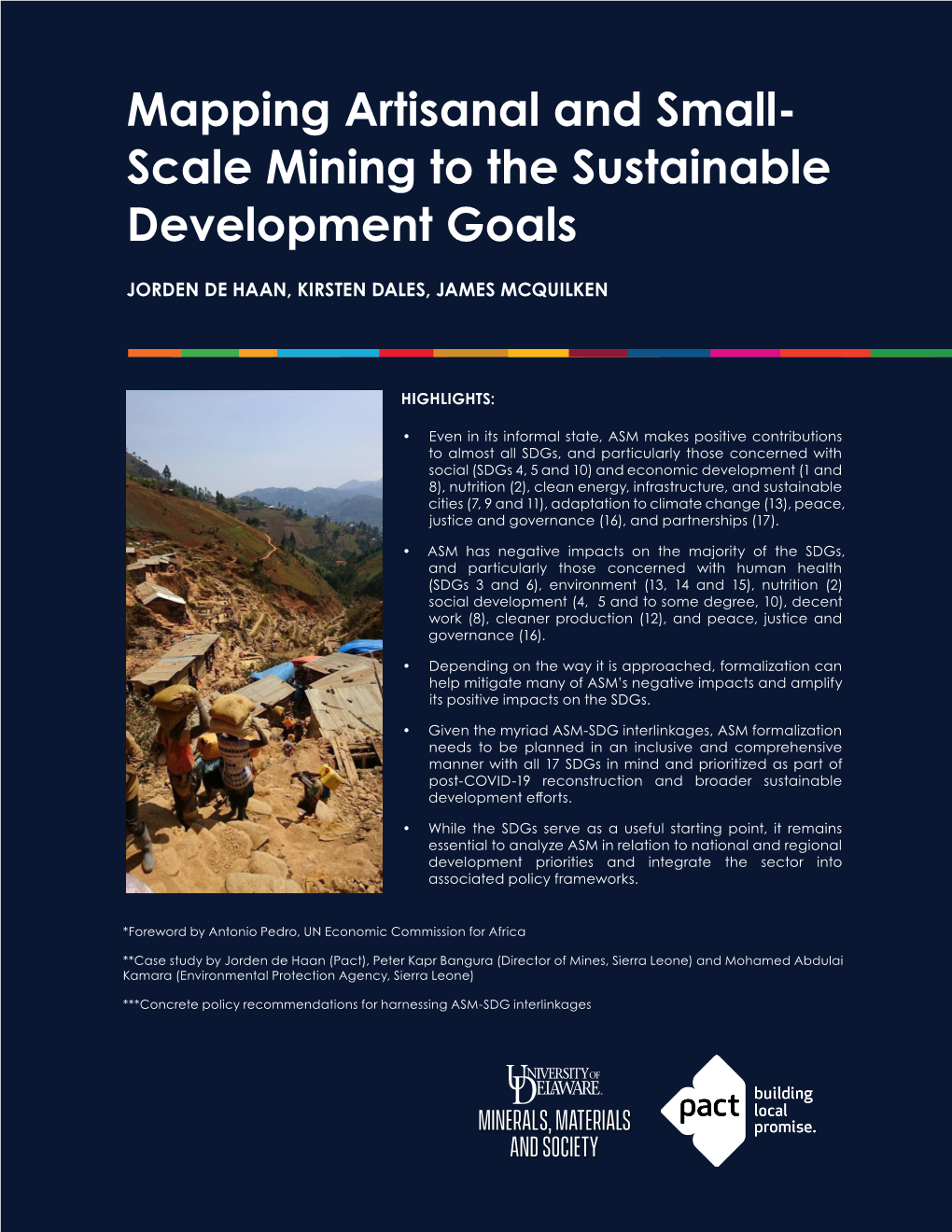 Mapping Artisanal and Small- Scale Mining to the Sustainable Development Goals