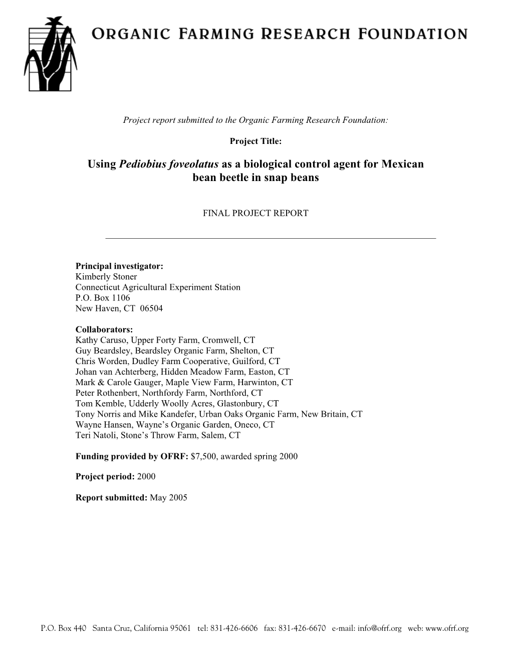 Using Pediobius Foveolatus As a Biological Control Agent for Mexican Bean Beetle in Snap Beans