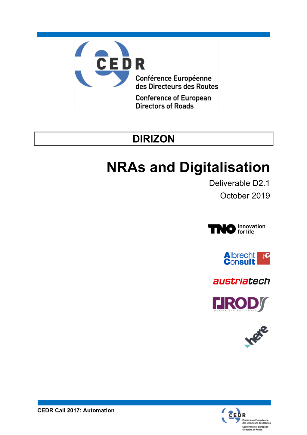 Nras and Digitalisation Deliverable D2.1 October 2019