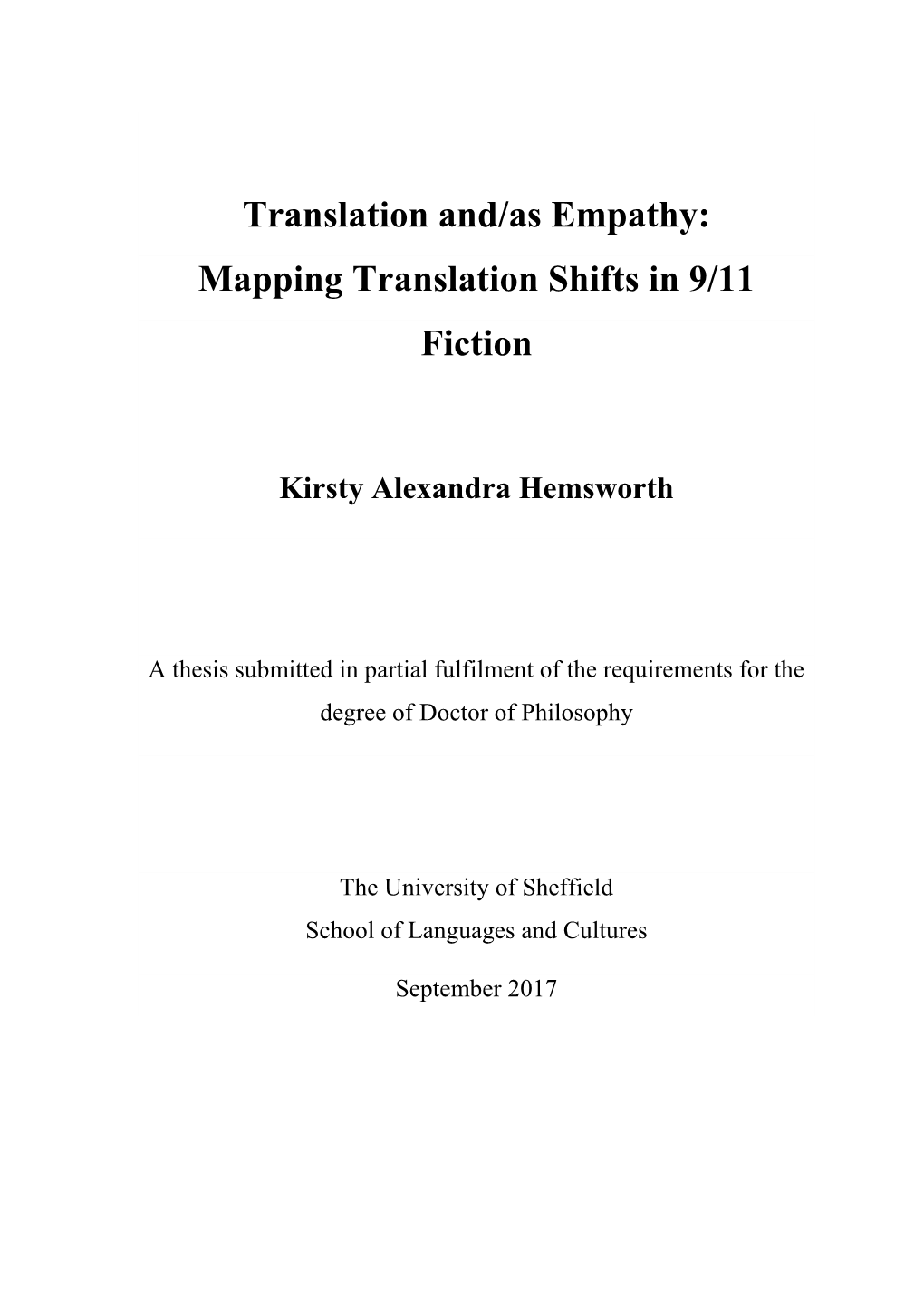 Translation And/As Empathy: Mapping Translation Shifts in 9/11 Fiction