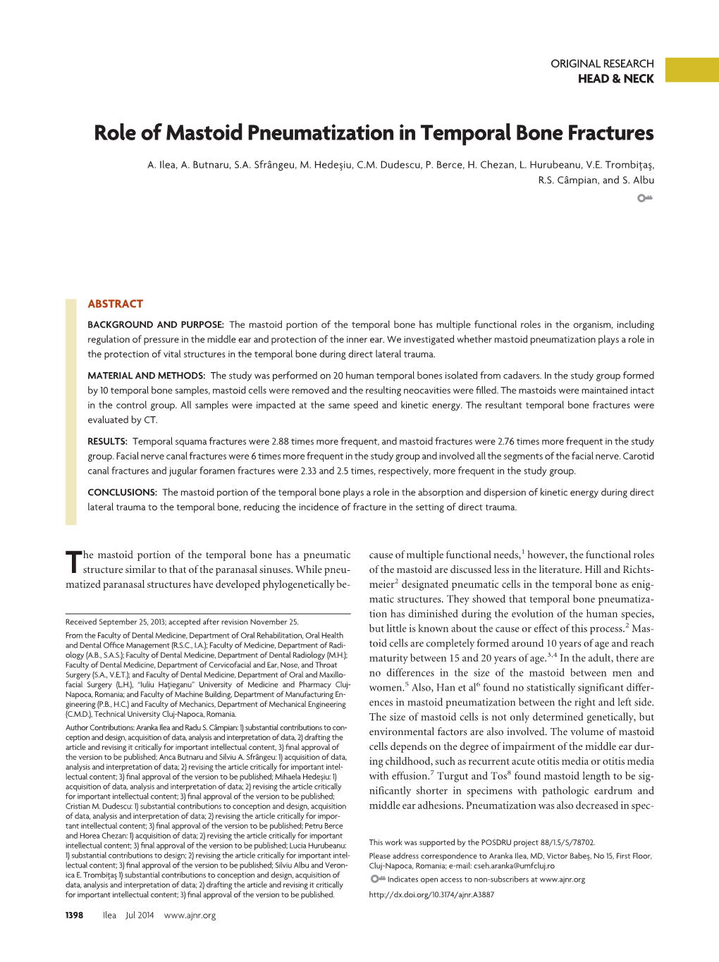Role of Mastoid Pneumatization in Temporal Bone Fractures