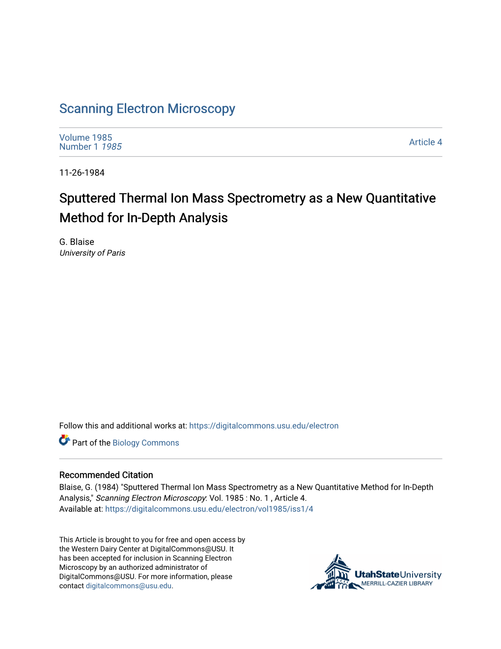 Sputtered Thermal Ion Mass Spectrometry As a New Quantitative Method for In-Depth Analysis