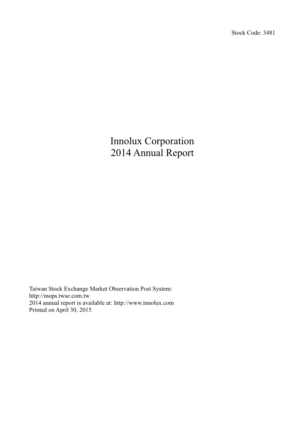 Innolux Corporation 2014 Annual Report