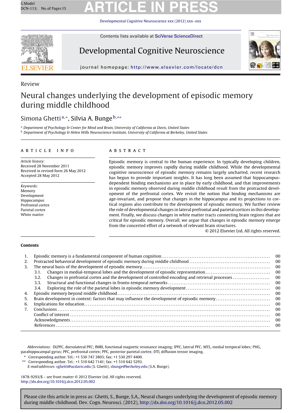 Neural Changes Underlying the Development of Episodic Memory During Middle Childhood