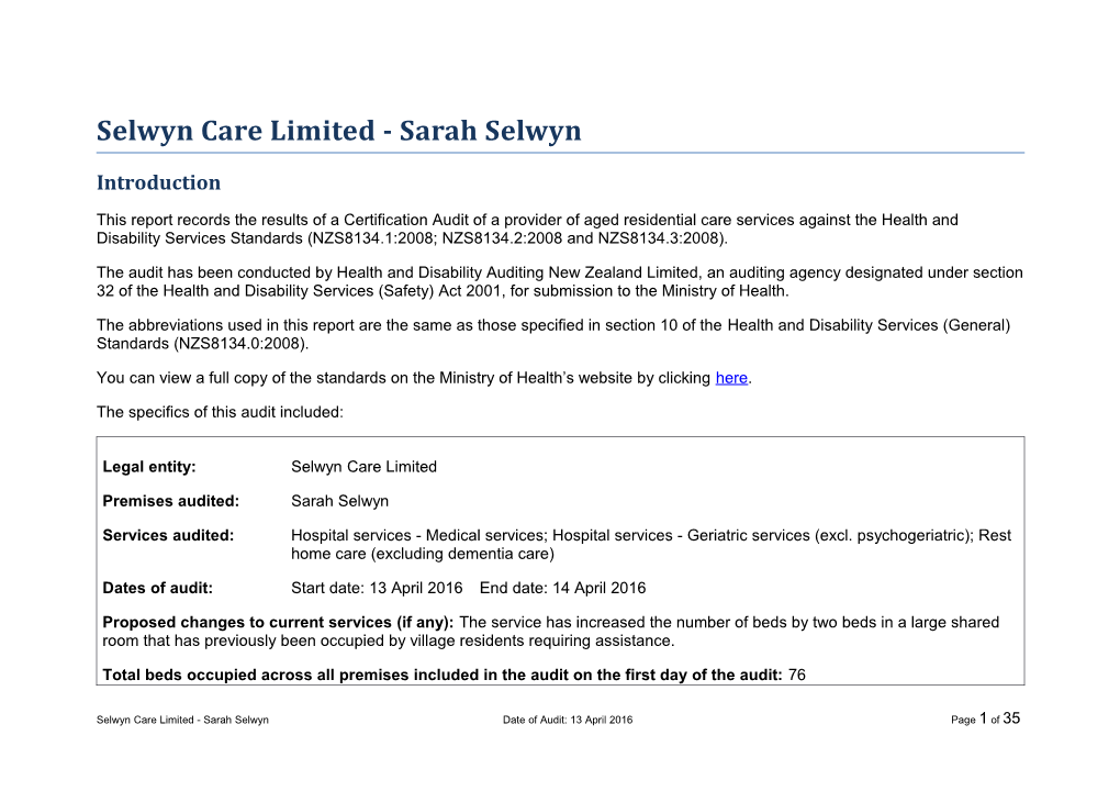 Selwyn Care Limited - Sarah Selwyn