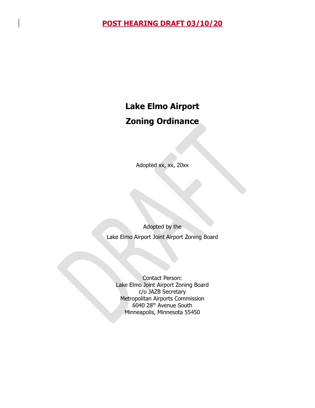 Lake Elmo Airport Zoning Ordinance