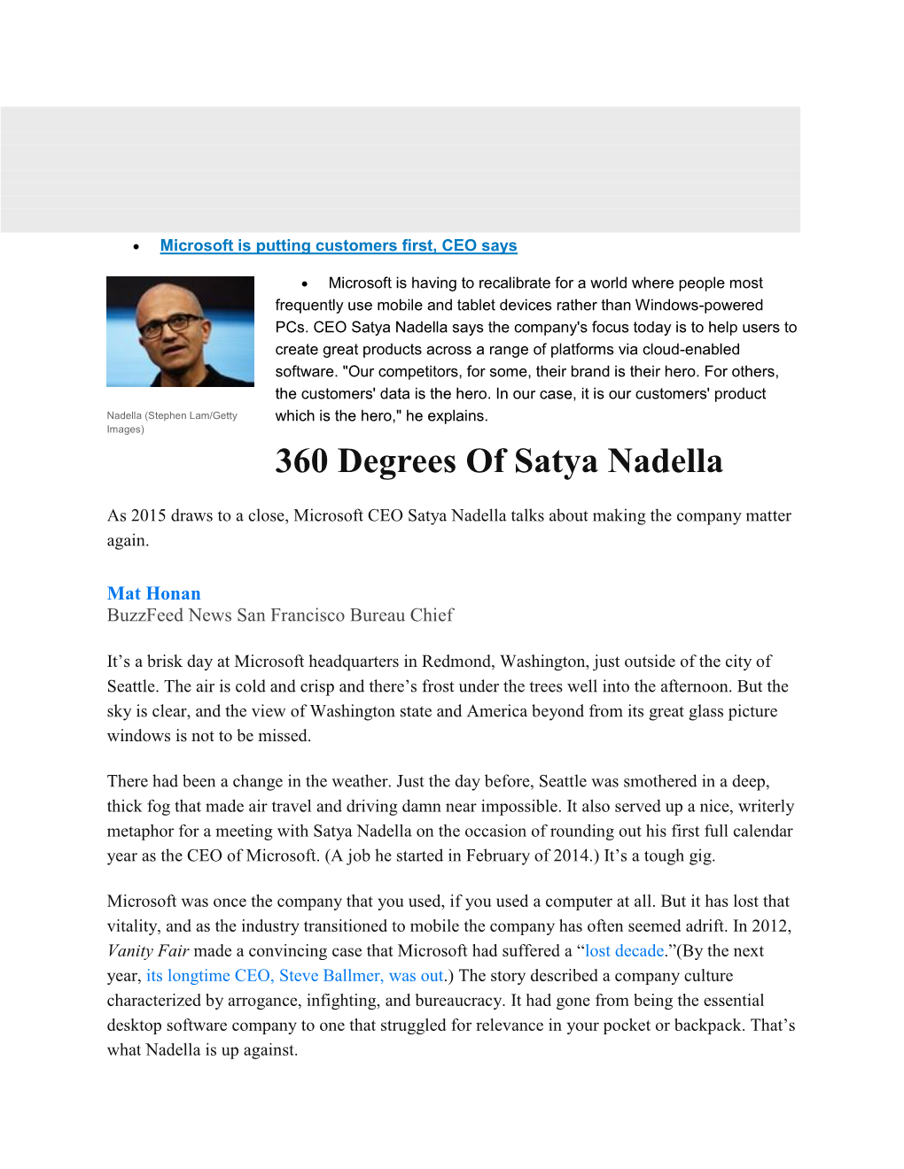 360 Degrees of Satya Nadella