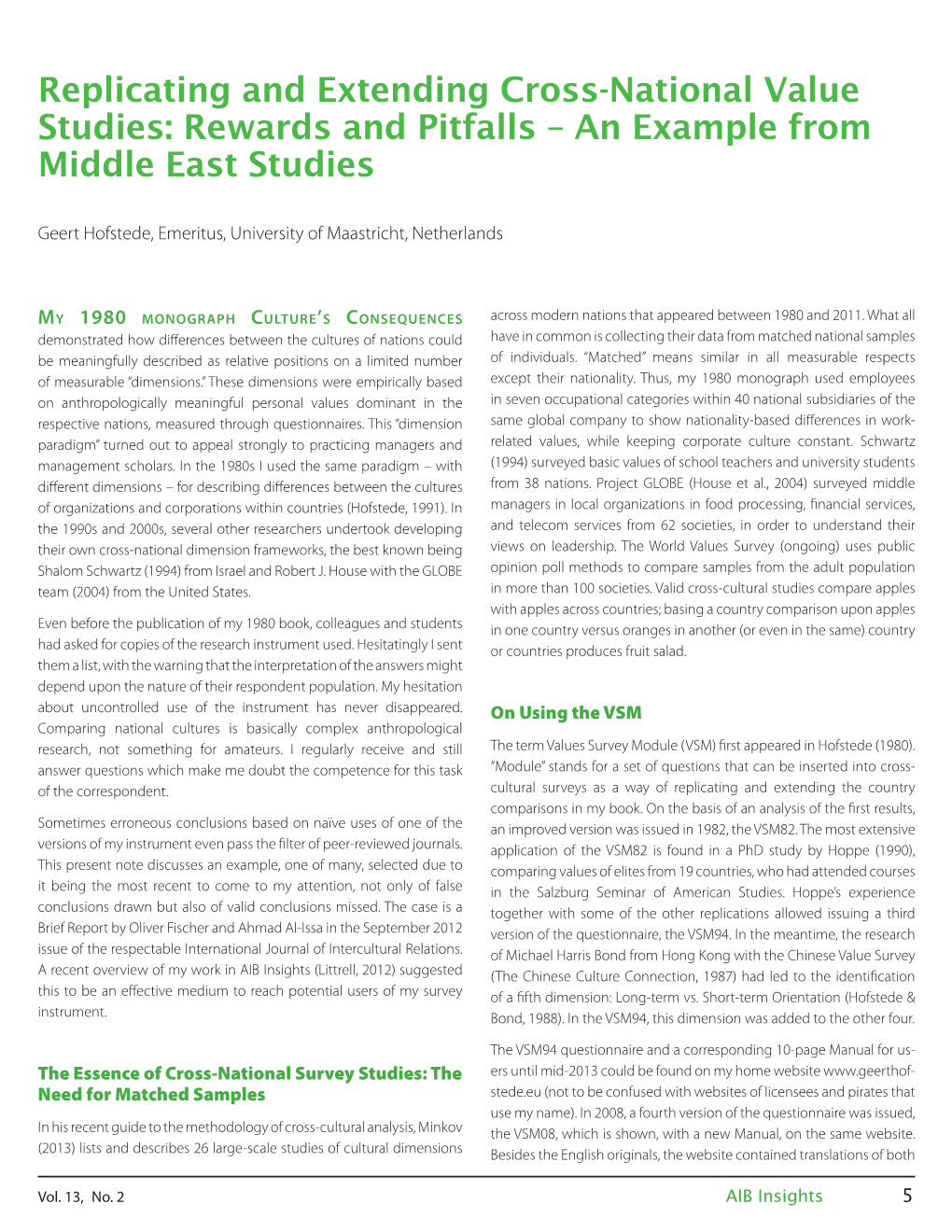 Replicating and Extending Cross-National Value Studies: Rewards and Pitfalls – an Example from Middle East Studies
