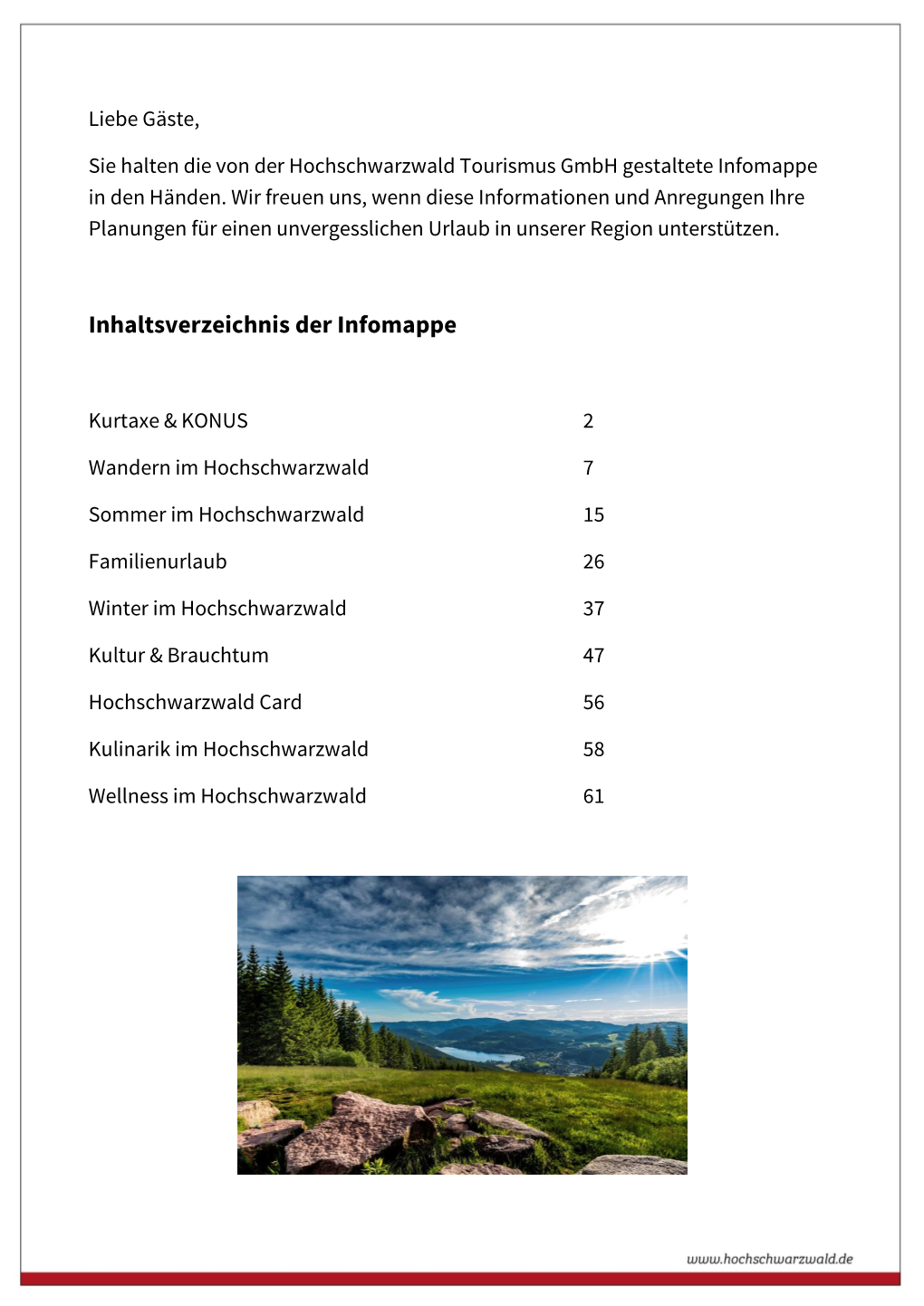 Inhaltsverzeichnis Der Infomappe