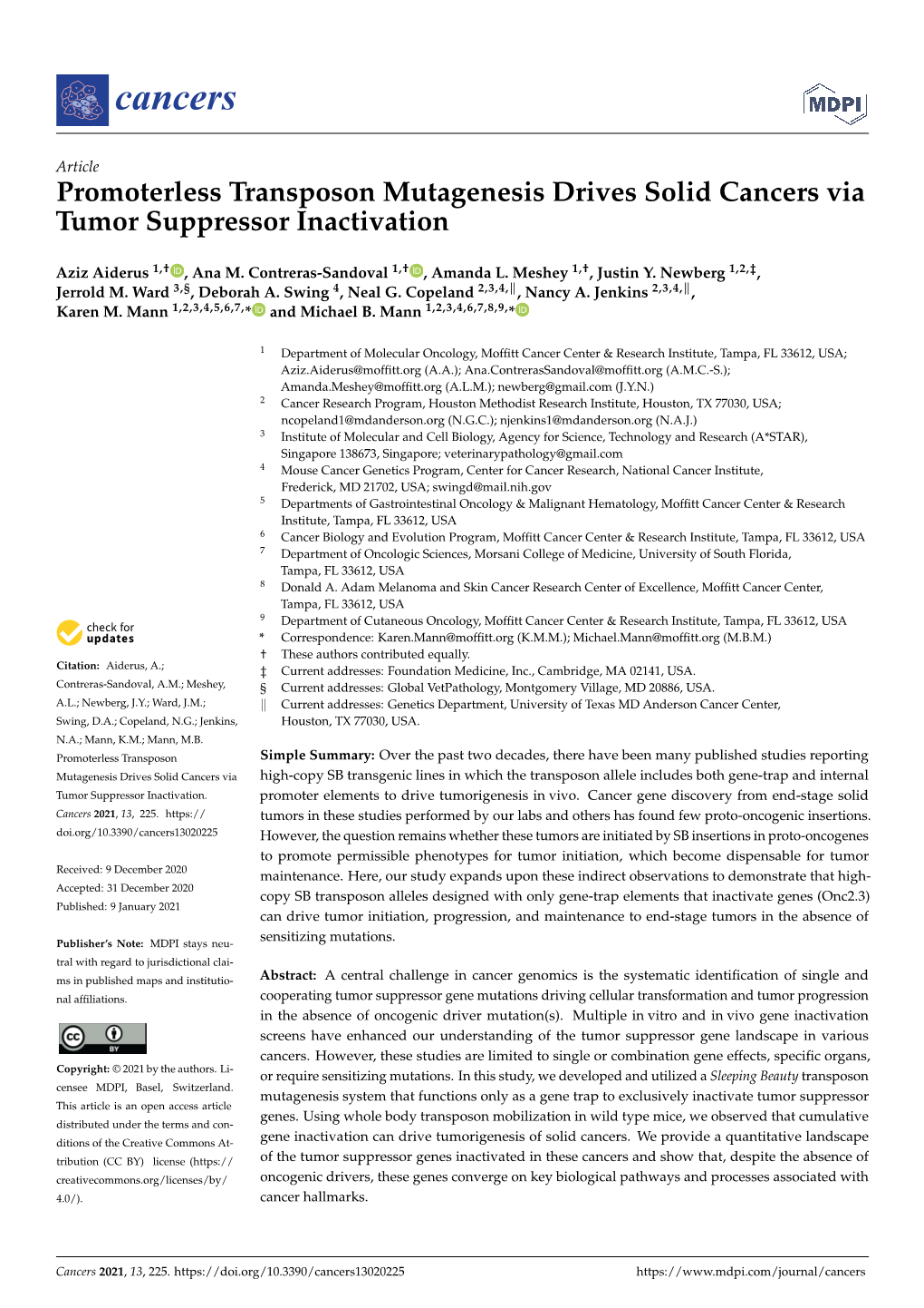 Promoterless Transposon Mutagenesis Drives Solid Cancers Via Tumor Suppressor Inactivation