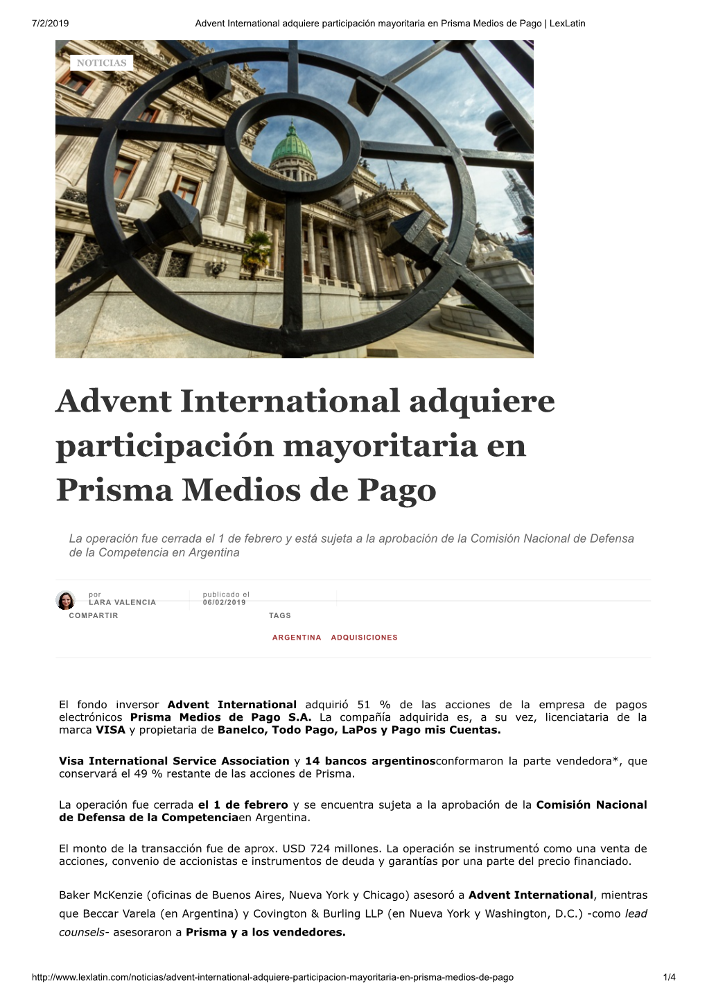 Advent International Adquiere Participación Mayoritaria En Prisma Medios De Pago | Lexlatin