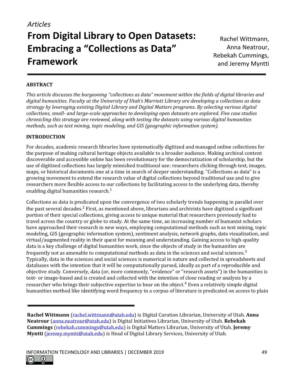 From Digital Library to Open Datasets: Embracing a “Collections