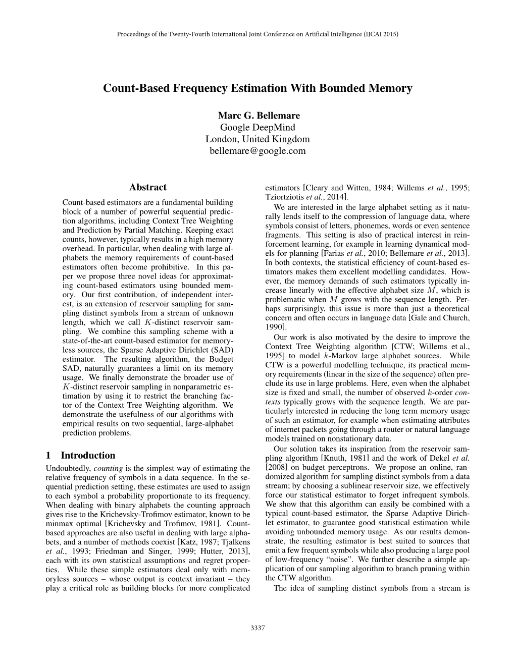 Count-Based Frequency Estimation with Bounded Memory