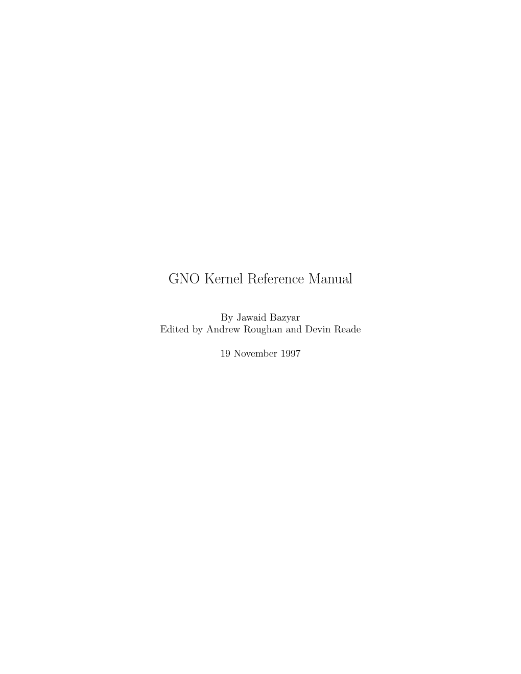 GNO Kernel Reference Manual