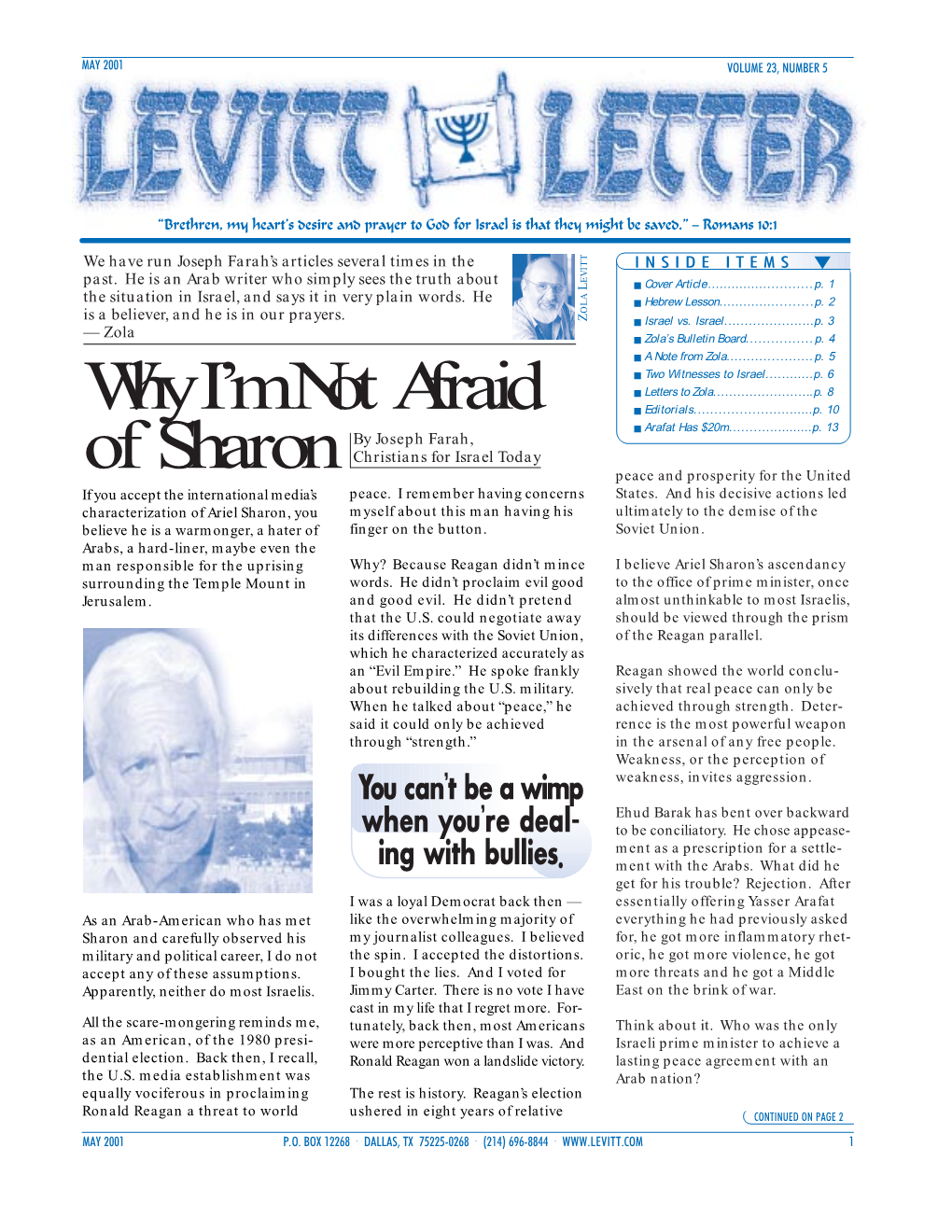 May 2001 Levitt Letter