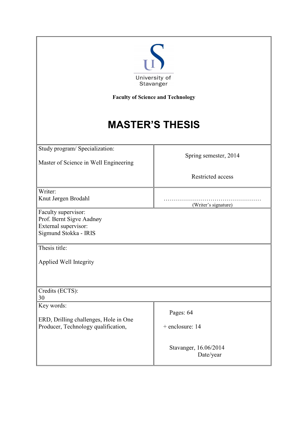 Master's Thesis