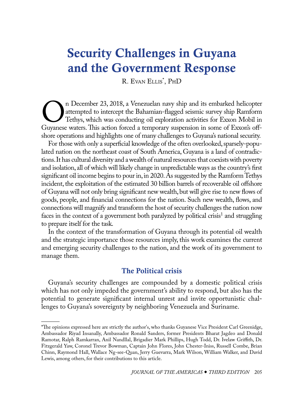 Security Challenges in Guyana and the Government Response R