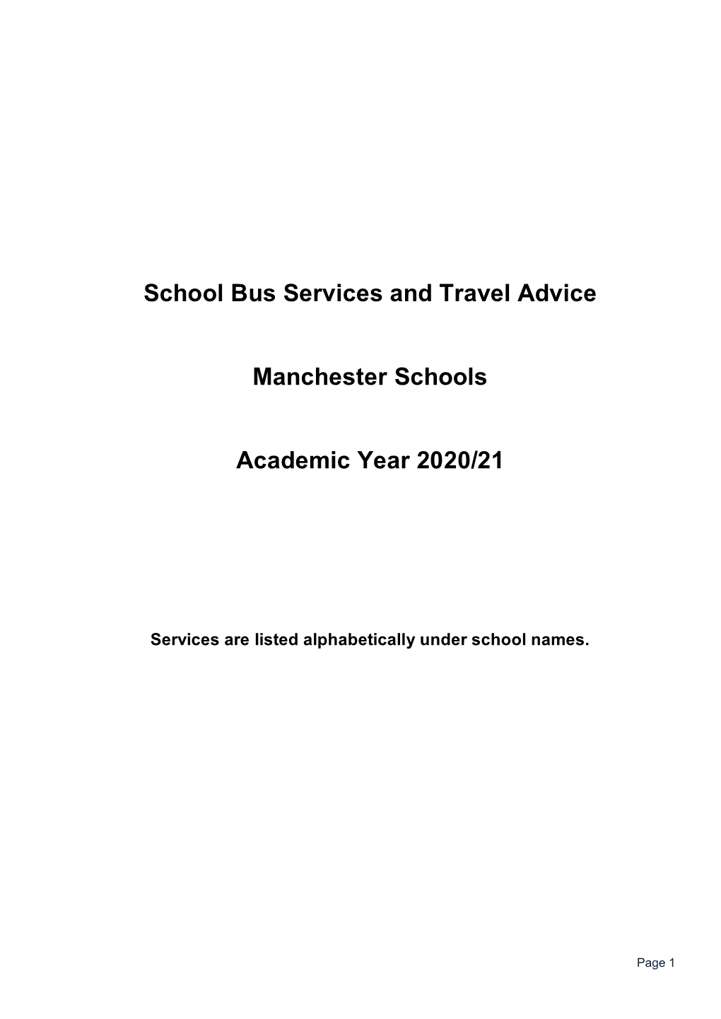 Manchester Schools 2020-21