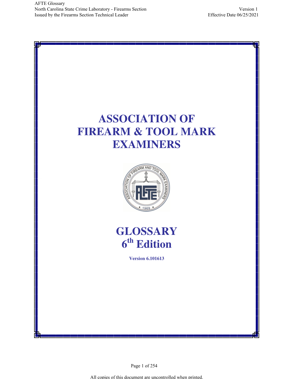 Association of Firearm & Tool Mark Examiners Glossary 6