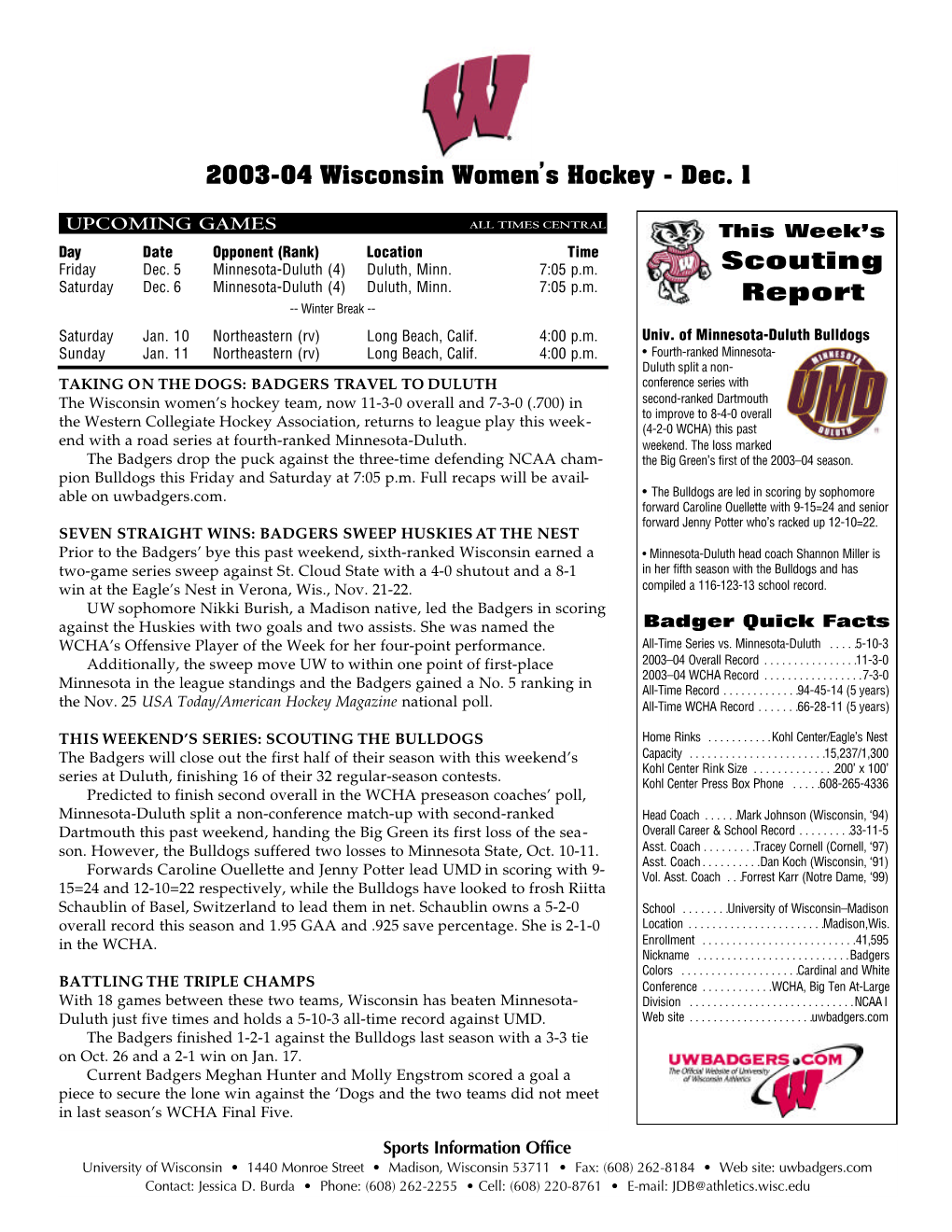 2003-04 Wisconsin Women's Hockey