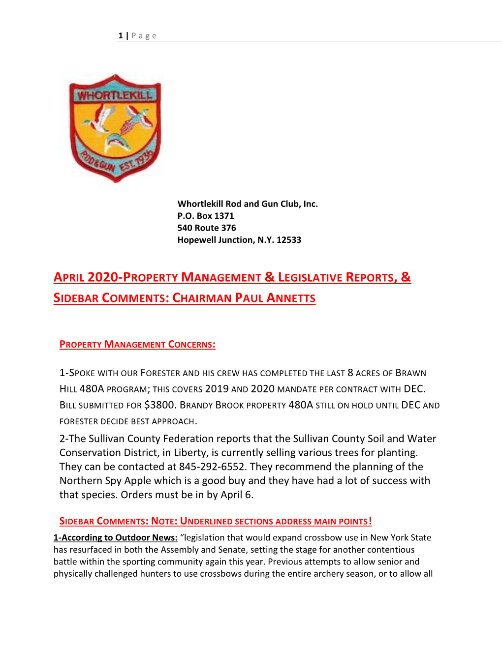 April 2020-Property Management & Legislative