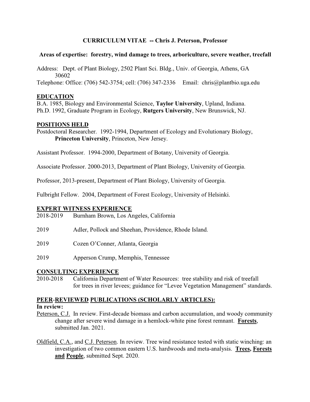 CURRICULUM VITAE -- Chris J