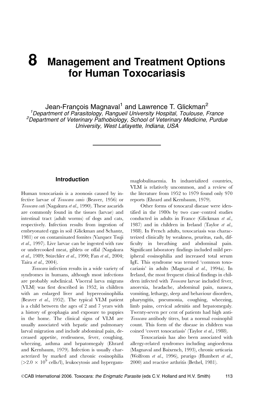 8 Management and Treatment Options for Human Toxocariasis