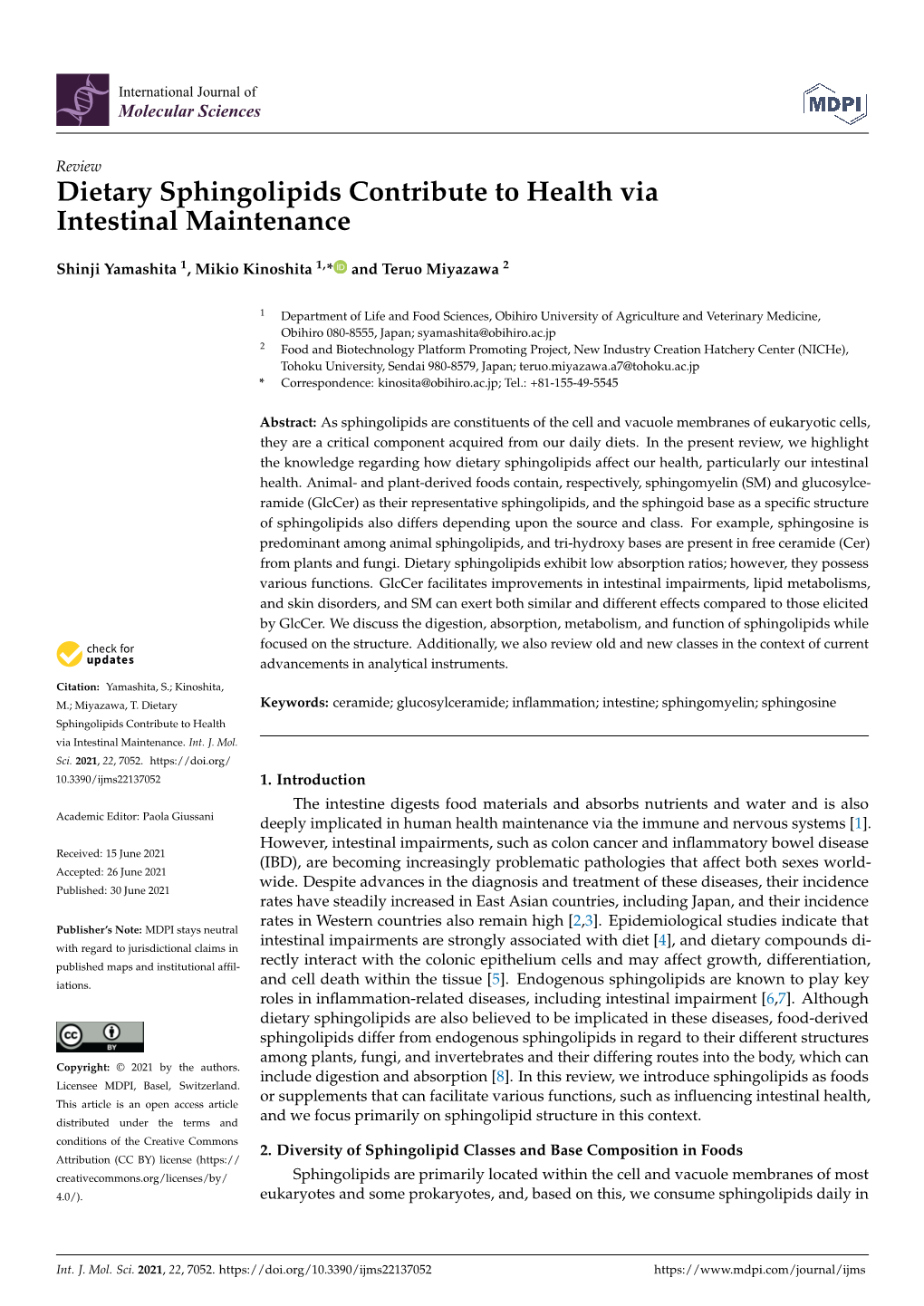 Dietary Sphingolipids Contribute to Health Via Intestinal Maintenance