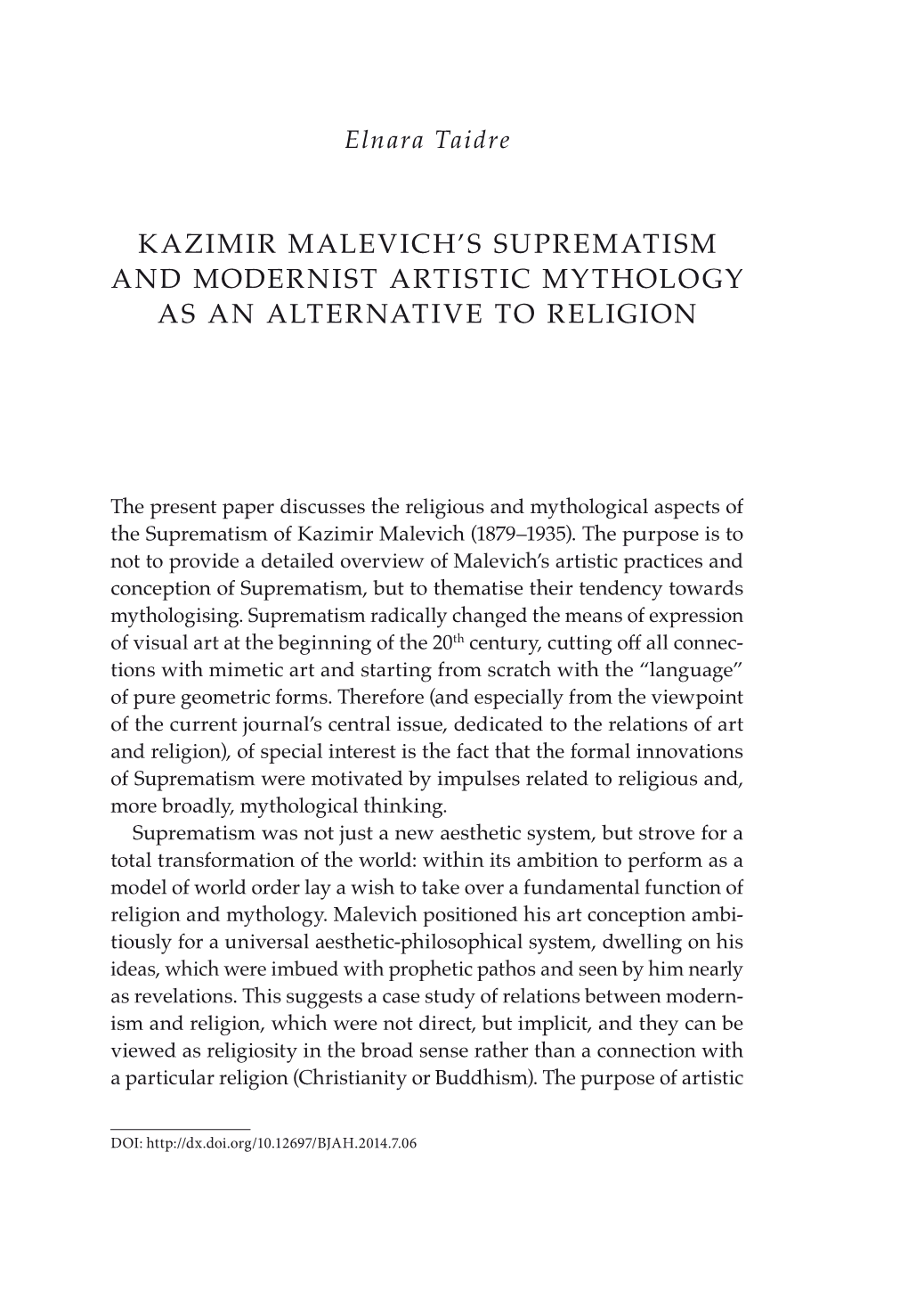 Kazimir Malevich's Suprematism and Modernist