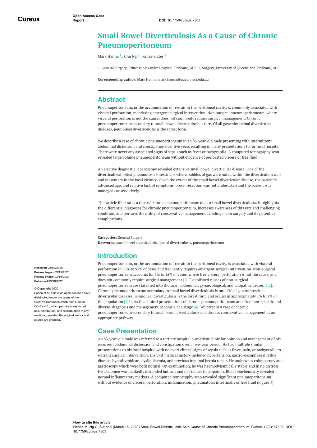 Small Bowel Diverticulosis As a Cause of Chronic Pneumoperitoneum