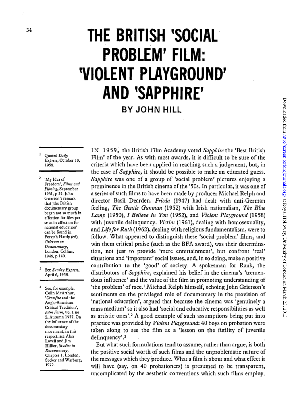 'Social Problem' Film: 'Violent Playground'