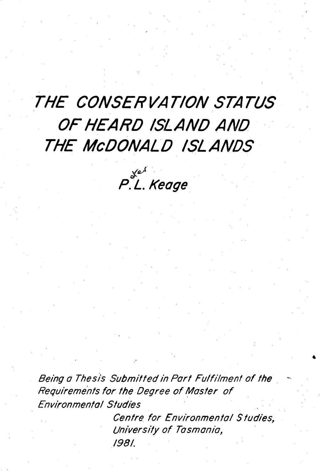 The Conservation Status of Heard Island and The