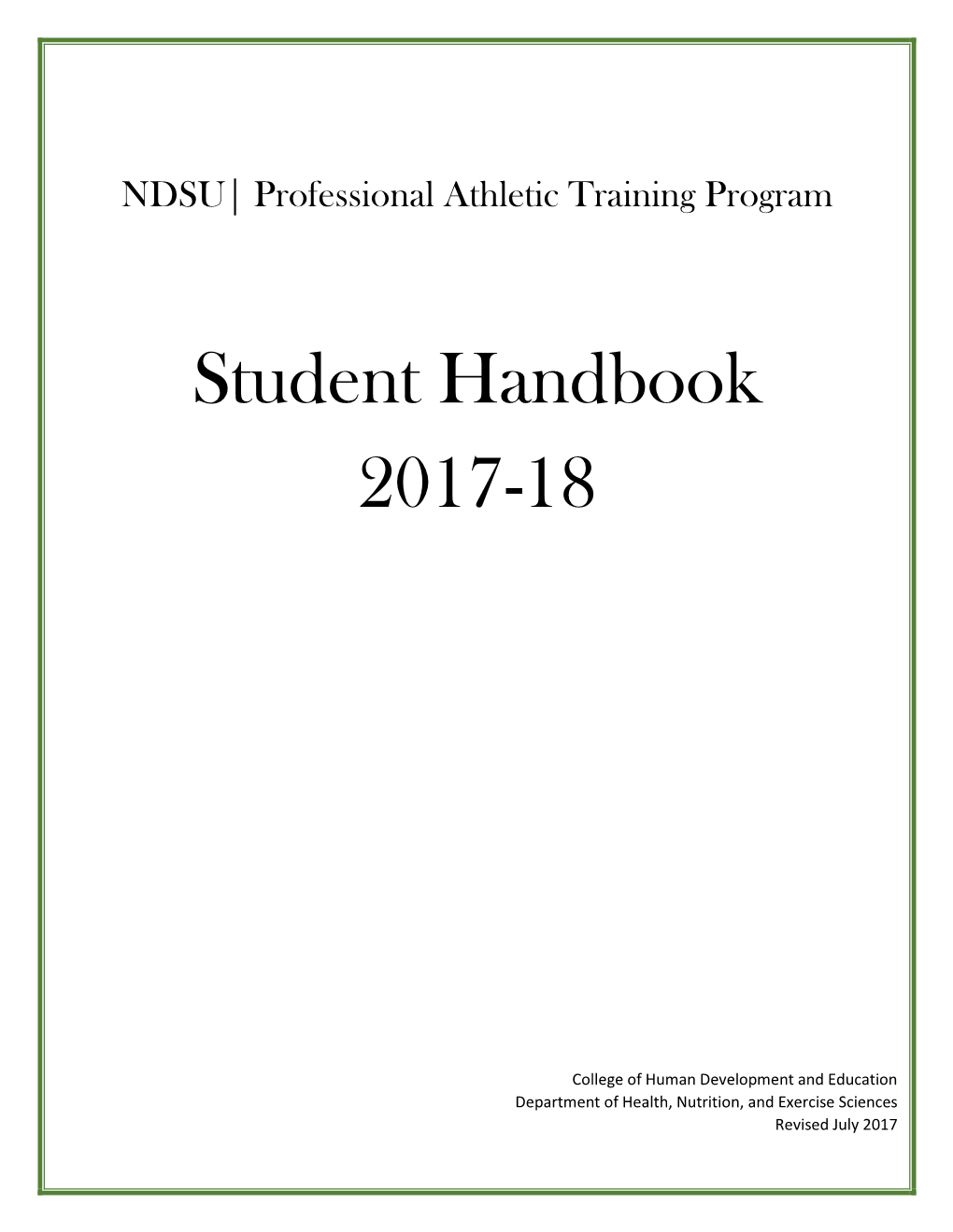 Student Handbook 2017-18