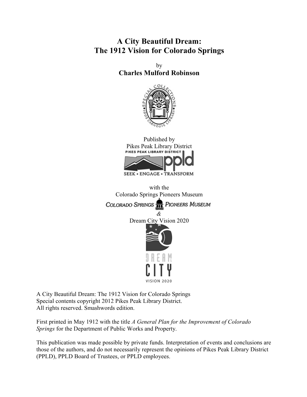 The 1912 Vision for Colorado Springs