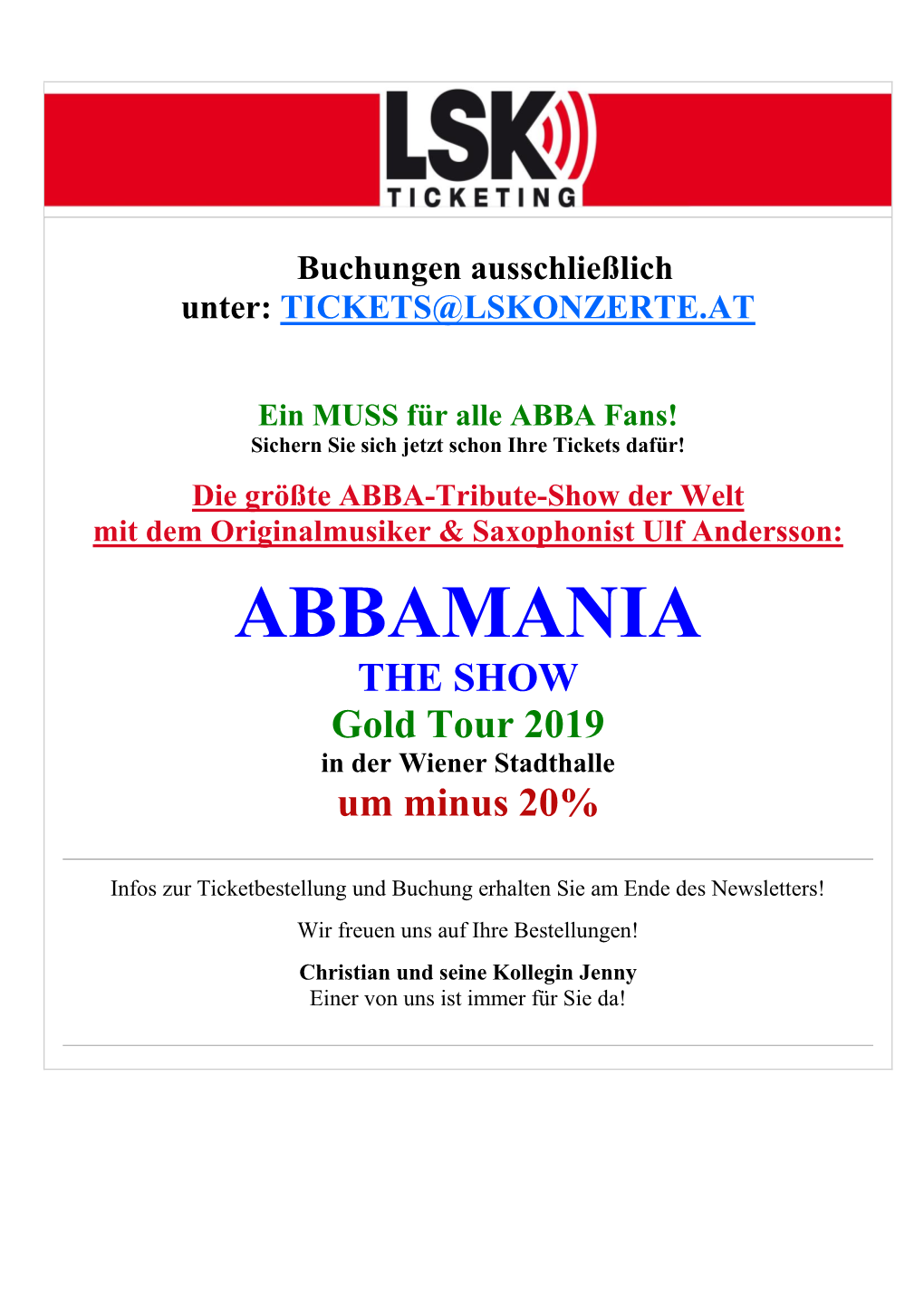 ABBAMANIA the SHOW Gold Tour 2019 in Der Wiener Stadthalle