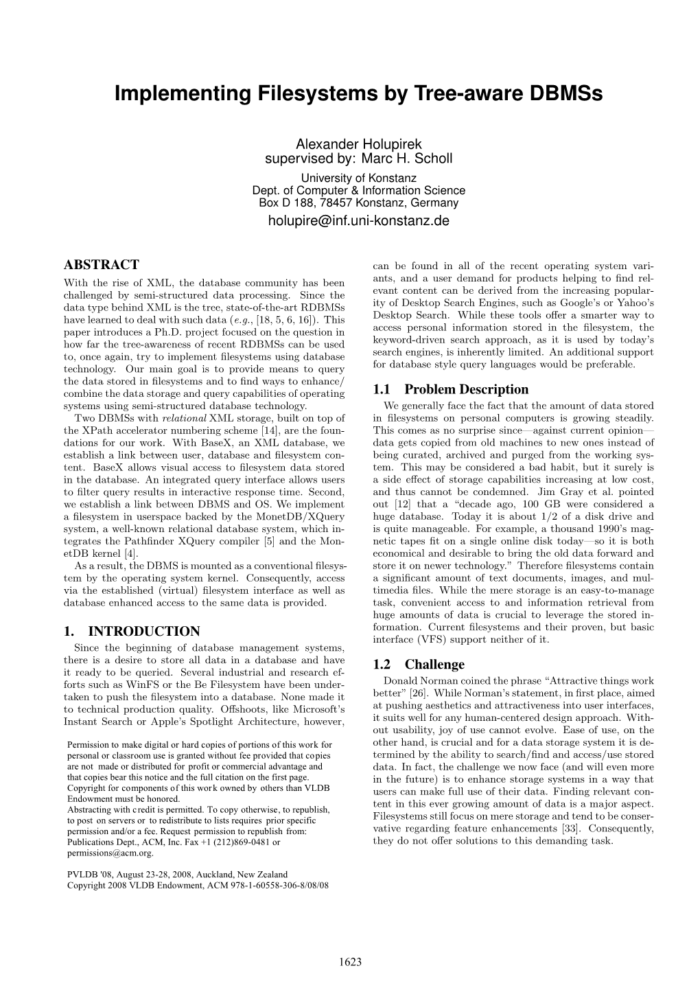 Implementing Filesystems by Tree-Aware Dbmss