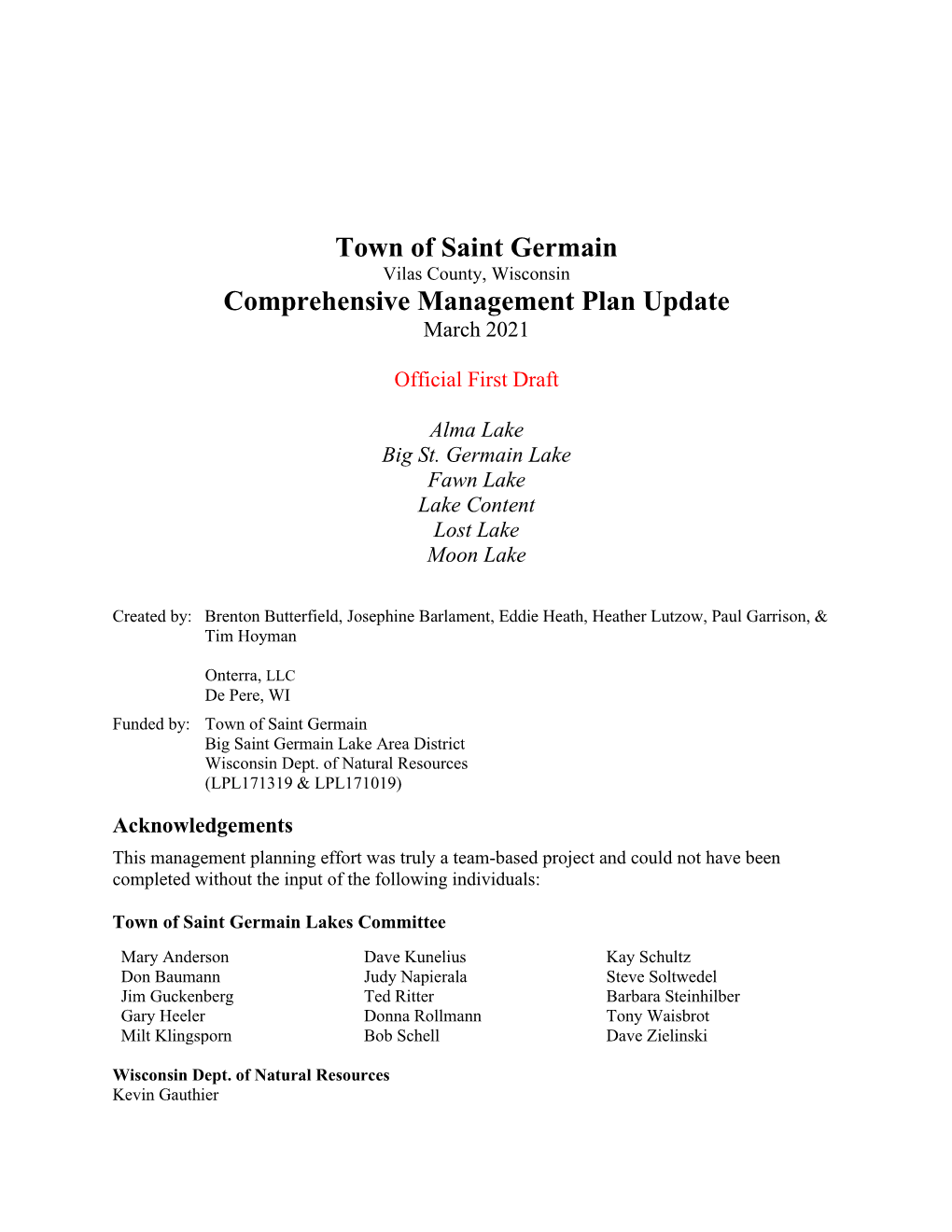 Comprehensive Management Plan Update March 2021