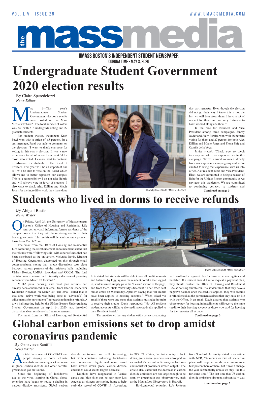 Undergraduate Student Government 2020 Election Results by Claire Speredelozzi News Editor