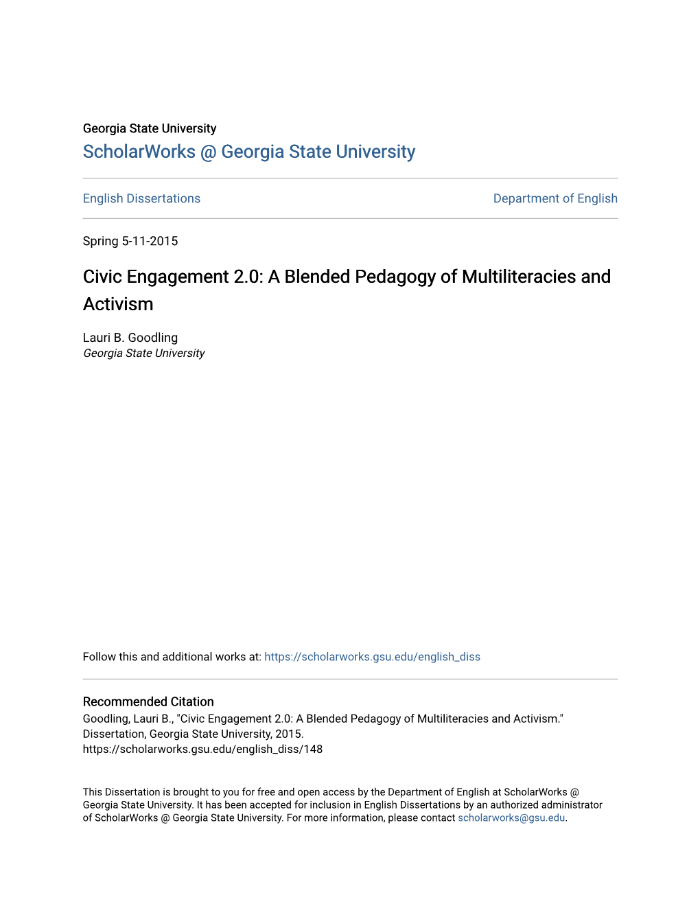 Civic Engagement 2.0: a Blended Pedagogy of Multiliteracies and Activism