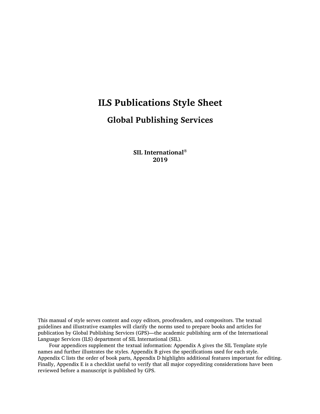 ILS Publications Style Sheet Global Publishing Services