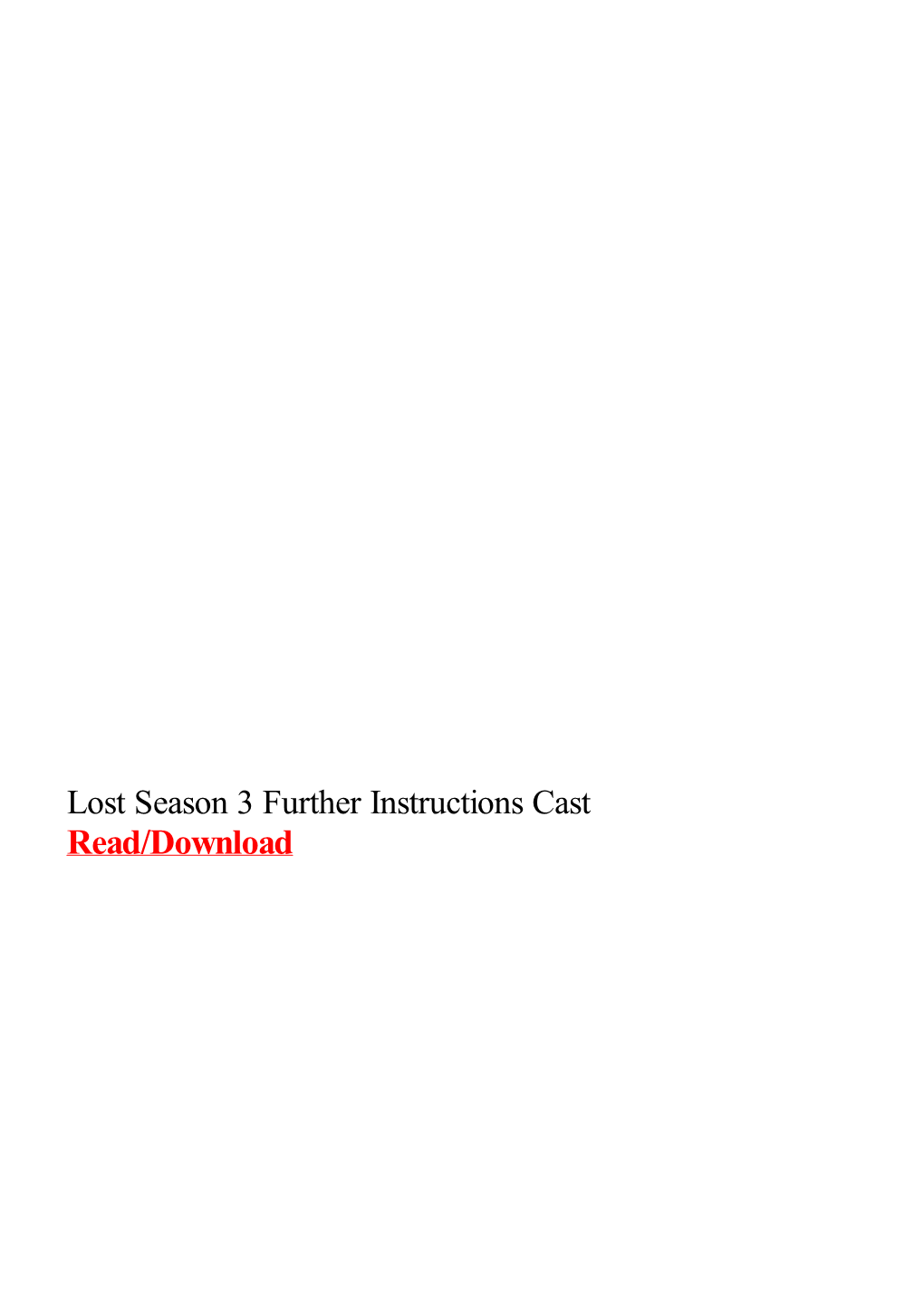 Lost Season 3 Further Instructions Cast