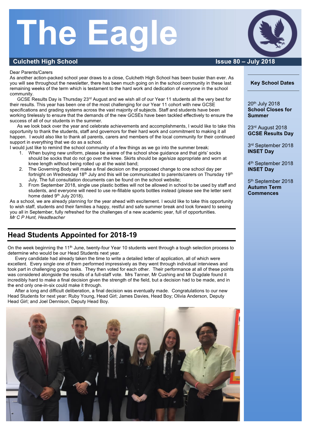 The Eagle P Culcheth High School Issue 80 – July 2018