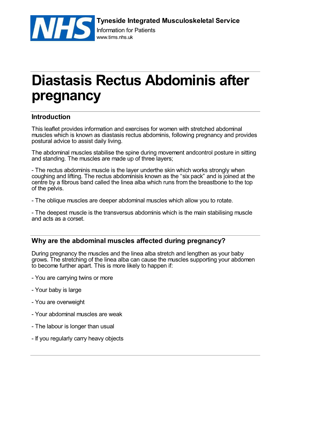 Diastasis Rectus Abdominis After Pregnancy