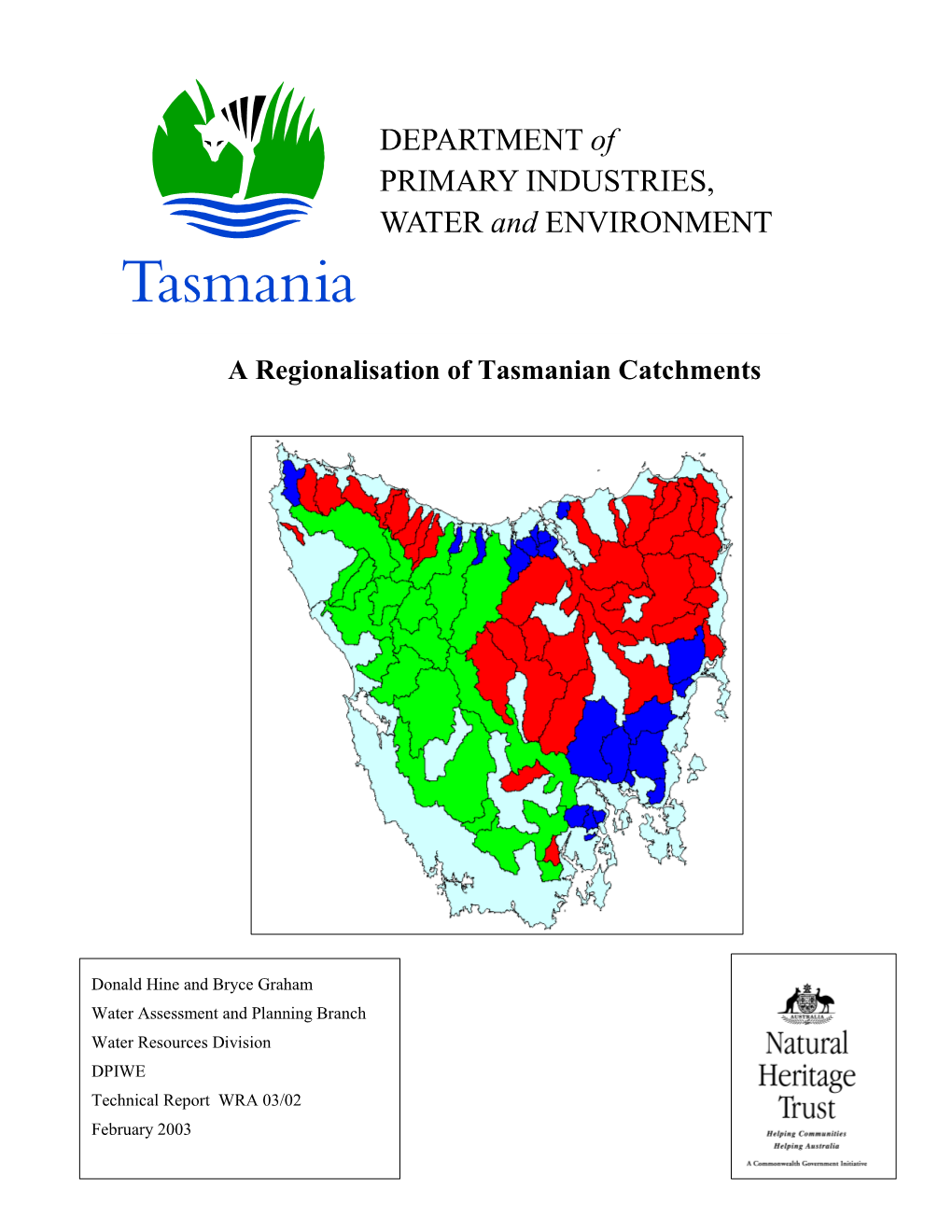 A Regionalisation of Tasmanian Catchments