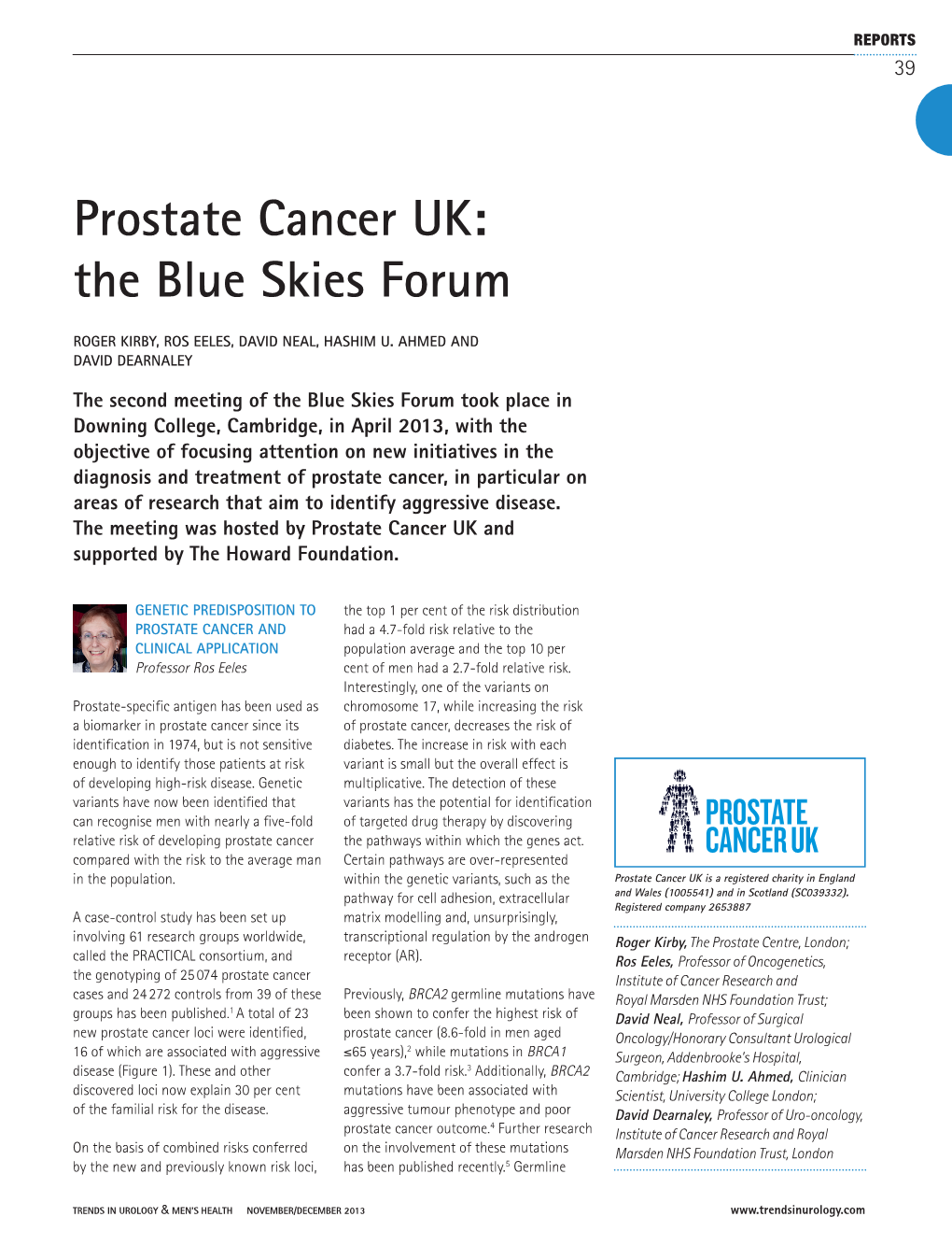 Prostate Cancer UK: the Blue Skies Forum