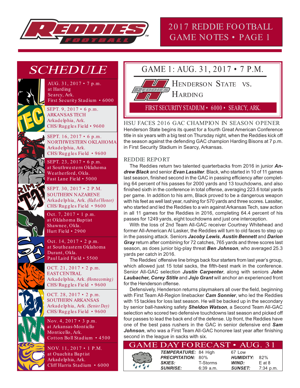 HSU Game Notes