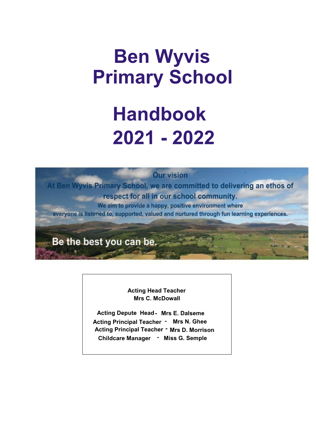 Ben Wyvis Primary School Handbook 2021