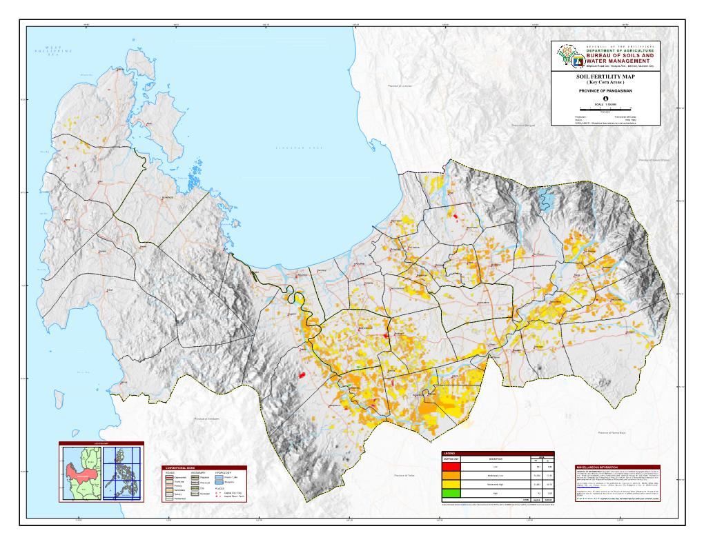 SOIL FERTILITY MAP ( Key Corn Areas ) Province of La Union PROVINCE of PANGASINAN